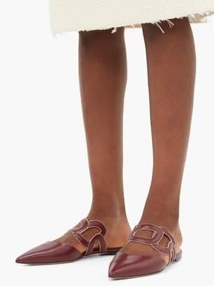 Rupert Sanderson Mannequin Chain-embellished Leather Mules - Womens - Burgundy