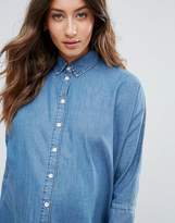 Thumbnail for your product : ASOS Maternity Denim Shirt With Batwing Sleeve In Mid Blue Wash