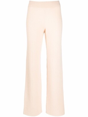 Allude Ribbed-Knit Cashmere Trousers