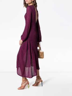 Chloé Backless Ribbed Detail Knitted Silk Midi Dress