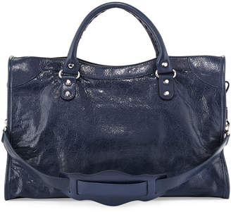 Balenciaga Classic City Lambskin Shoulder Bag, Blue