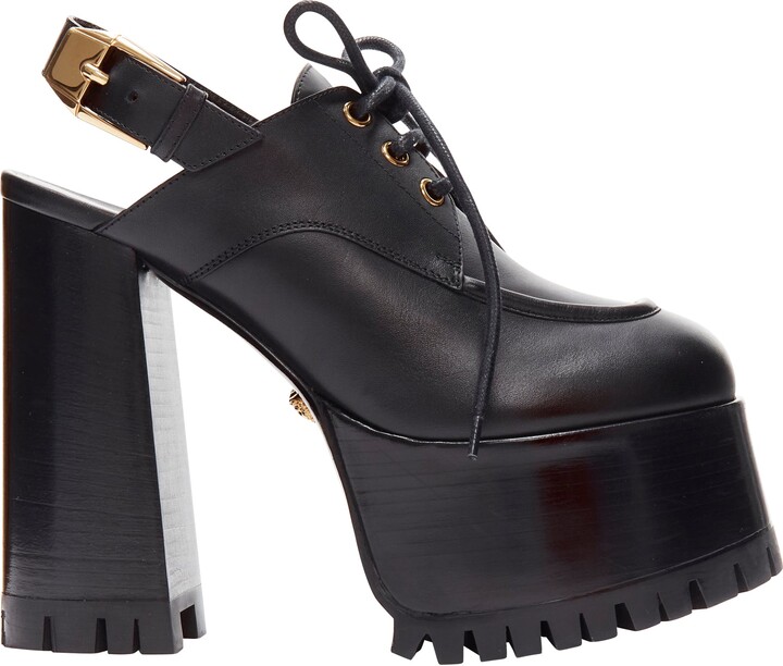 Versace Buckle Sling Back Platform Loafer