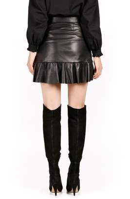 Paige Nivelle Ruffle Leather Skirt