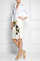 Thumbnail for your product : No.21 Rose-print crepe pencil skirt