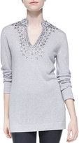 Thumbnail for your product : Tory Burch Marin Beaded Wool Tunic