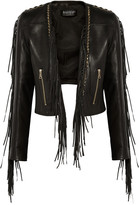 Thumbnail for your product : Balmain Fringed leather biker jacket