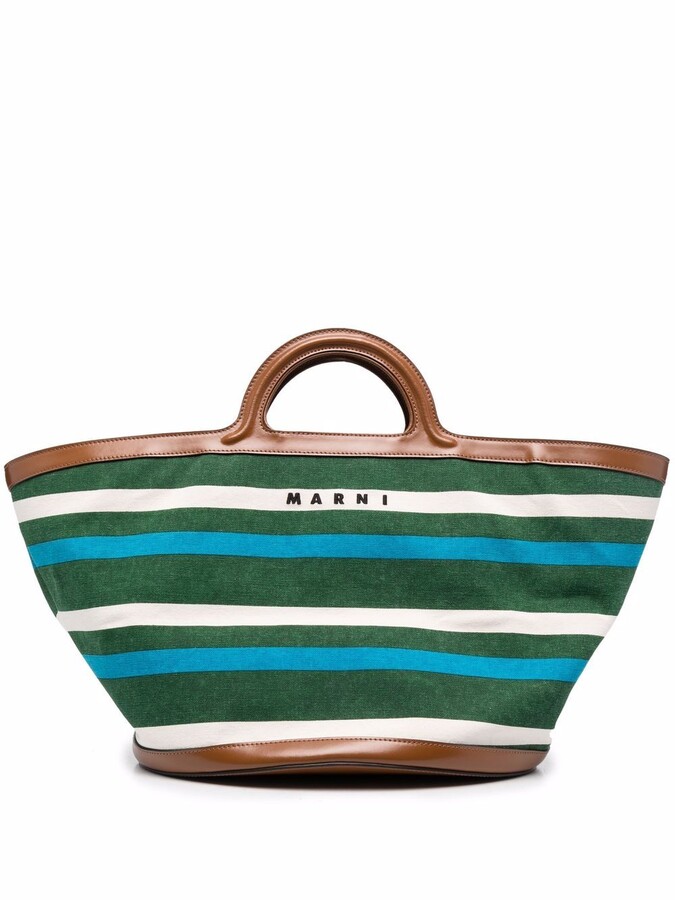 Marni Embroidered-Logo Striped Tote Bag - ShopStyle