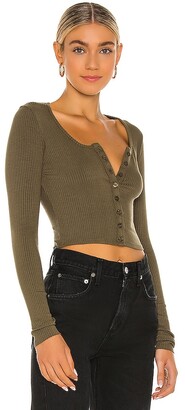 The Range Alloy Rib Cropped Button Top