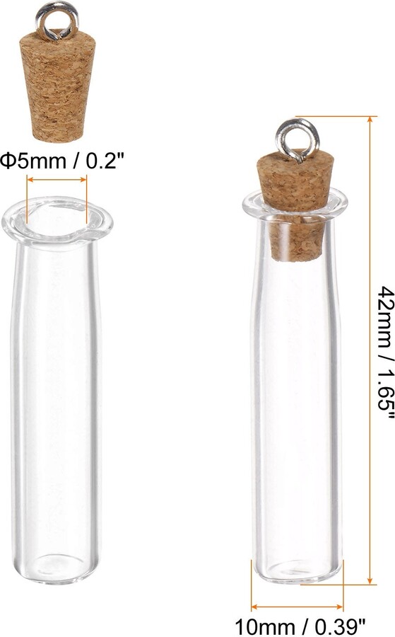 Unique Bargains 20pcs Mini Glass Bottles with Cork Long Bottle Shape