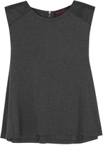 Thumbnail for your product : Alice + Olivia Charcoal leather trimmed jersey top