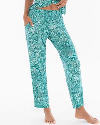 Cool Nights Contast Piped Ankle Pajama Pants Springtime Paisley Ivy