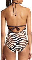 Thumbnail for your product : Carmen Marc Valvo One-Piece Animal-Print Halter Swimsuit