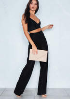 Thumbnail for your product : Missy Empire Marie Black Velvet Ribbed Crop Top & Trouser Co-Ord Set