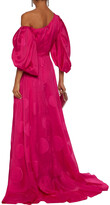 Thumbnail for your product : Carolina Herrera Off-the-shoulder Polka-dot Fil Coupe Silk-blend Gown