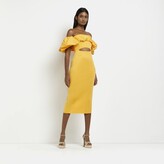 Thumbnail for your product : River Island Womens Yellow Bardot Bodycon Midi Dress