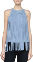 Thumbnail for your product : Neiman Marcus Cusp by Chambray Suede Fringe Top