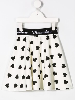 MonnaLisa Heart Print Flared Skirt