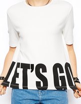 Thumbnail for your product : ASOS Textured T-Shirt with Let's Go Print