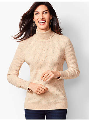 Talbots Button-Cuff Ribbed Turtleneck Sweater - Donegal