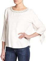 Thumbnail for your product : Ella Moss Stella Fringe-Sleeve Cutout Blouse