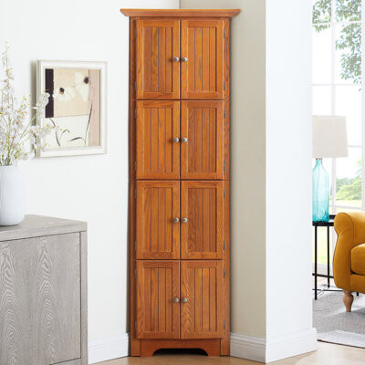 8-door Corner Unit - Keep Your Belongings Neat Antique Finish Material In Oak For Home Office Cabinet And Tidy Sleek Design Color Dining Area