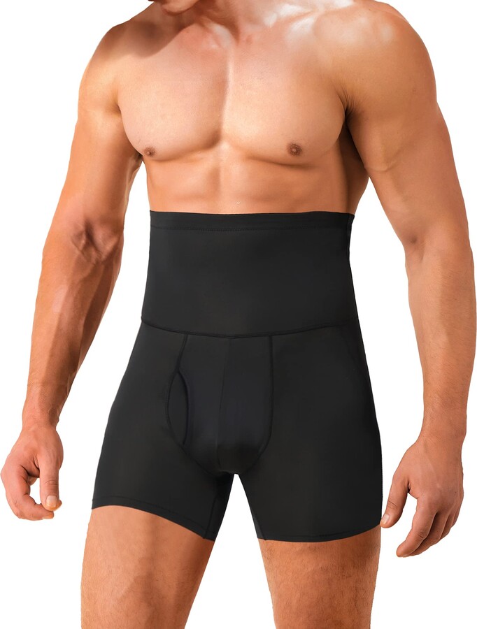 Boxer Men's High Waist Compression Boxer Shorts Tummy Slim Girdle Pants Body Shaper UK 