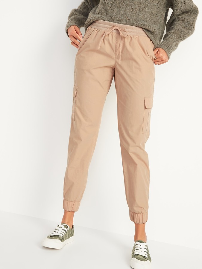 womens tan cargo joggers