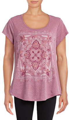 Style And Co. Marled Geo Flower Trapeze Tee