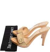 Thumbnail for your product : Christian Dior Gold Leather Wooden Platform Clog Slide Sandals Size 38.5