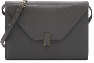 Valextra Iside Leather Tablet Shoulder Bag, Dark Gray