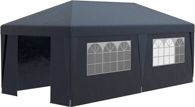 Lipoton Outsunny 10' X 19.5' Pop Up Canopy Tent With Sidewalls Height Adjustable Large Party Tent Event Shelter With Leg Weight Bags Double Doors And Wheele