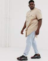 Thumbnail for your product : ASOS Design DESIGN Plus regular fit shirt in sand in super longline