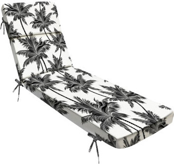 Outdoor Indoor 3'' Lounge Patio Cushion black white tropical palm trees Water-Resistant Chaise Lounge Cushion for Chair Patio Furniture Seat Cushion