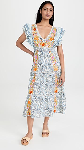 Embroidered Midi Dress