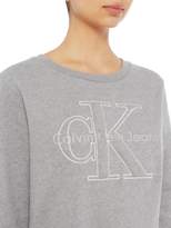 Thumbnail for your product : Calvin Klein Long sleeve crew neck logo sweatshirt dress