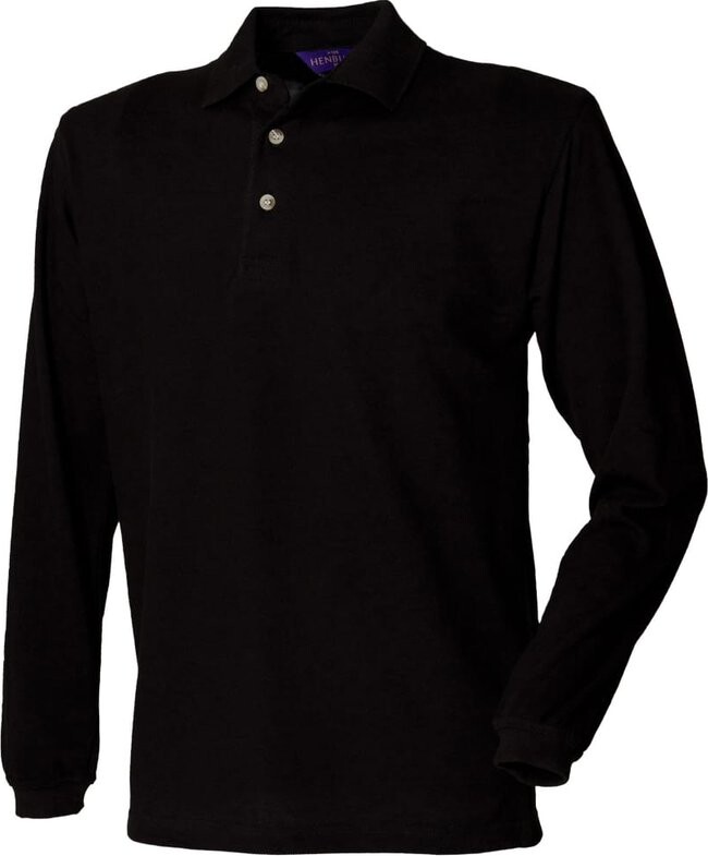 Henbury Henbury Mens Classic Plain Long Sleeve Cotton Polo Shirt ShopStyle