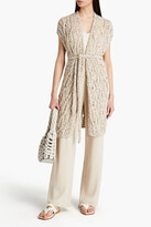 Thumbnail for your product : Gentry Portofino Belted embellished bouclé-knit cardigan