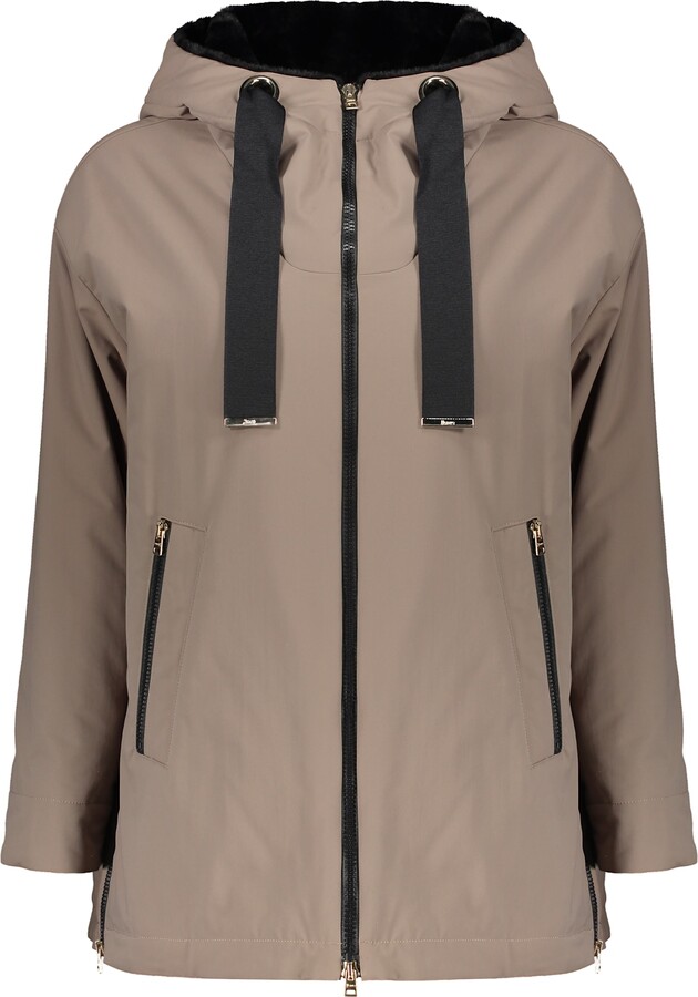 Herno Lightweight Beige Jacket With Hood And Zip