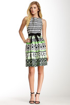 Thumbnail for your product : Eva Franco Pleated Abstract Print Ribbon Dress