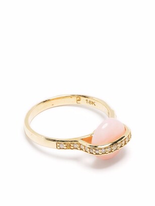 Pamela Love 18kt yellow gold Saturn pink opal diamond ring
