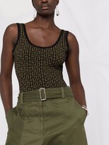 Thumbnail for your product : Balmain Monogram Jacquard Open-Back Bodysuit