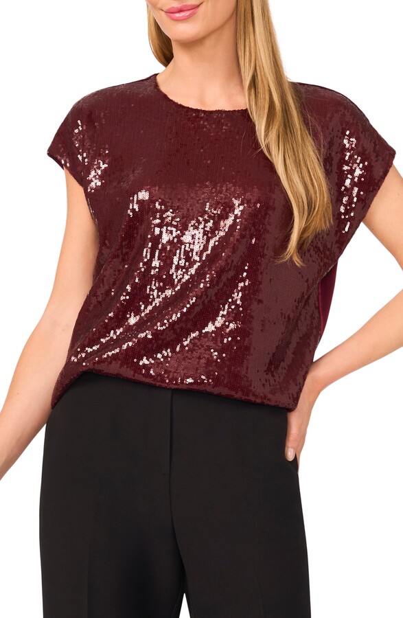 Halogen Sequin Cap Sleeve Top