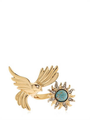 Roberto Cavalli Swarovski Bird & Sun Brass Ring