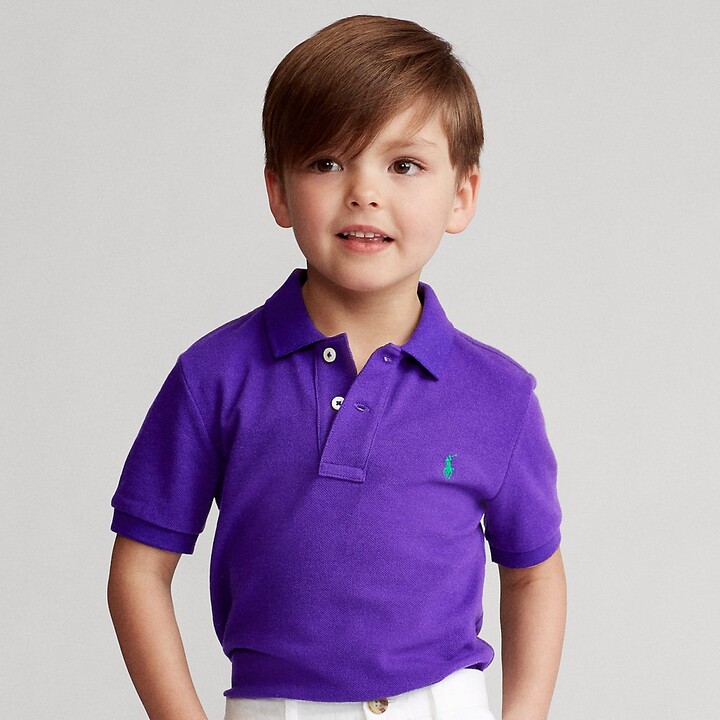 Boys Ex ESPRIT EDC Polo Pique T-Shirt Top Plain Purple Age 2 to 11 Years Kids C4 