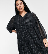Thumbnail for your product : Vero Moda Curve chiffon smock dress in black spot print