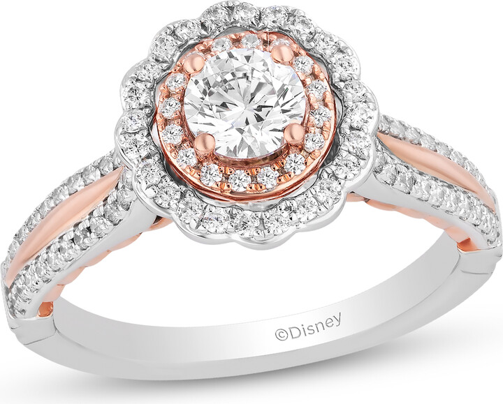 Helzberg Enchanted Disney Belle 3/4 ct. tw. Diamond Engagement Ring 14K  White & Rose Gold | Mall of America®