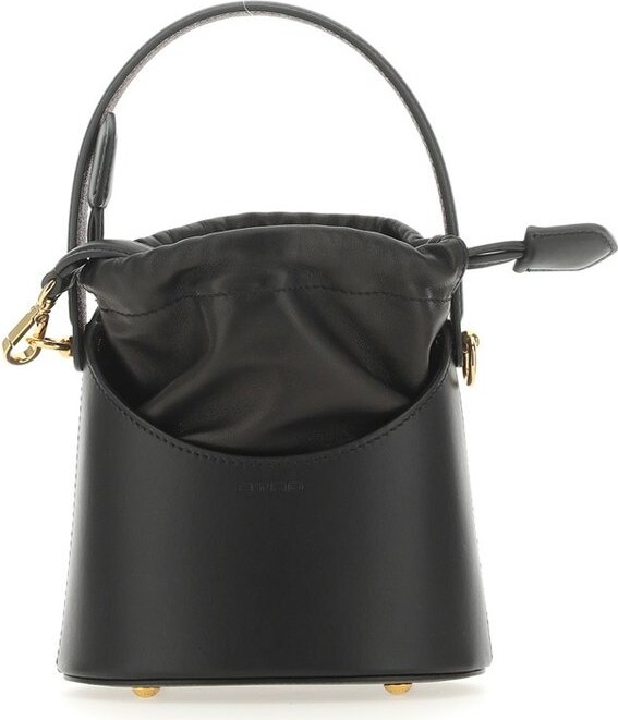 Etro Bucket Bag With Multicolor Shoulder Strap And Pegasus Detail In  Perforated Leather in Black