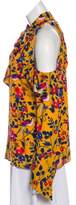 Thumbnail for your product : Tanya Taylor Silk Cold Shoulder Long Sleeve Top w/ Tags