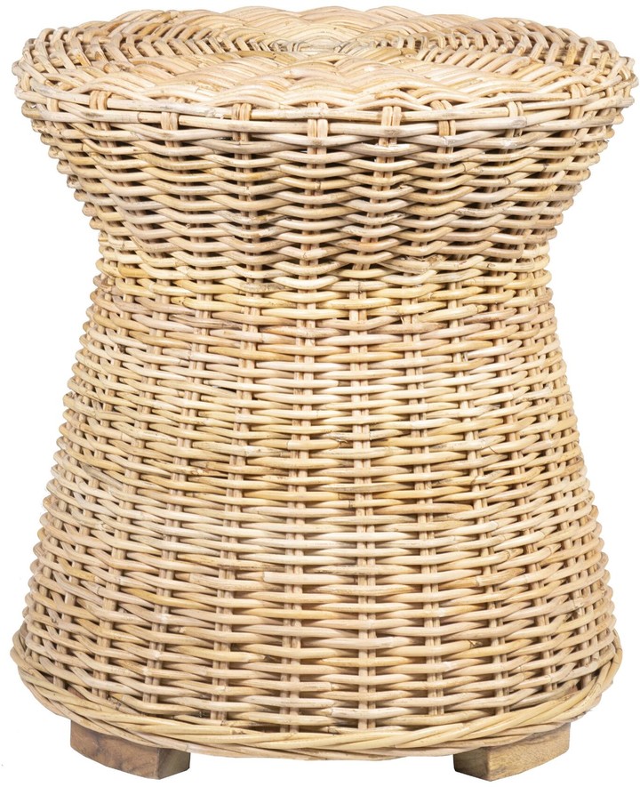 Round Natural Woven Rattan Portola Accent Table