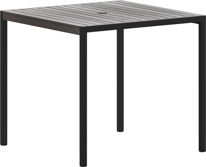 Merrick Lane Outdoor Dining Table with Synthetic Gray Wash Teak Poly